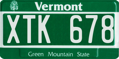 VT license plate XTK678
