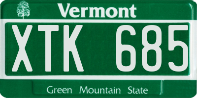 VT license plate XTK685