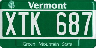 VT license plate XTK687
