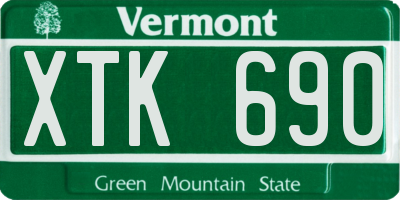 VT license plate XTK690