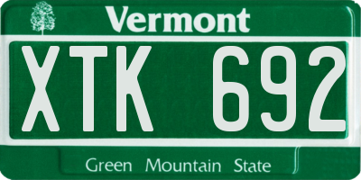 VT license plate XTK692