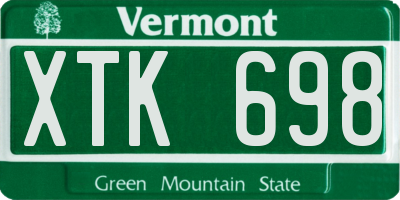 VT license plate XTK698