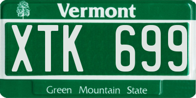 VT license plate XTK699