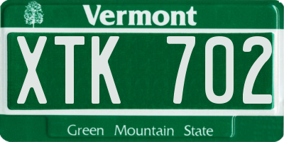 VT license plate XTK702