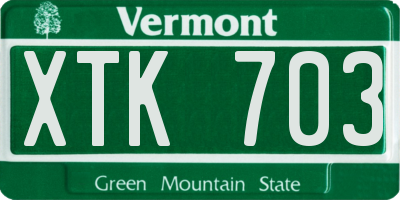 VT license plate XTK703