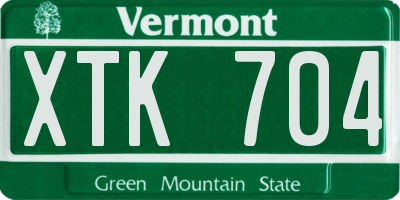 VT license plate XTK704