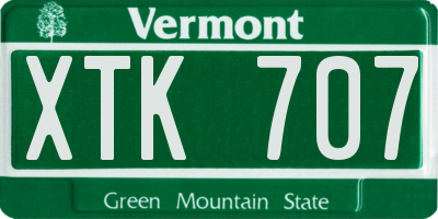 VT license plate XTK707