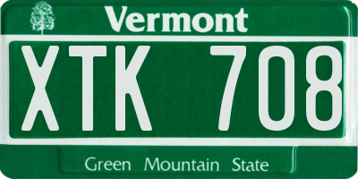 VT license plate XTK708