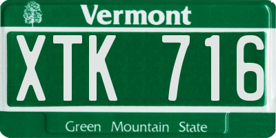 VT license plate XTK716