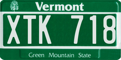 VT license plate XTK718
