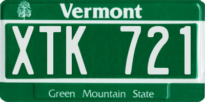 VT license plate XTK721