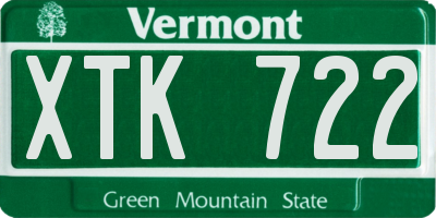 VT license plate XTK722