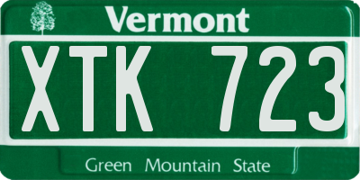 VT license plate XTK723