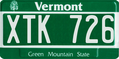 VT license plate XTK726