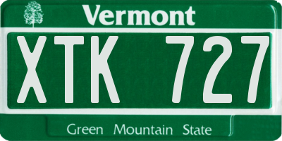 VT license plate XTK727