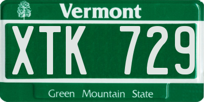 VT license plate XTK729