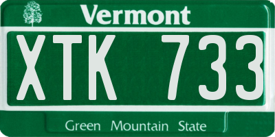VT license plate XTK733