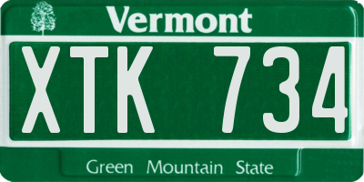 VT license plate XTK734