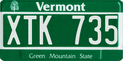 VT license plate XTK735