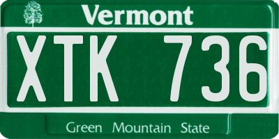 VT license plate XTK736