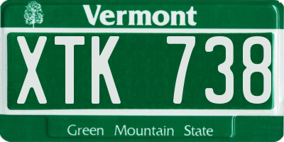 VT license plate XTK738