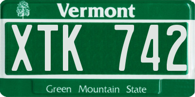 VT license plate XTK742