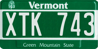 VT license plate XTK743