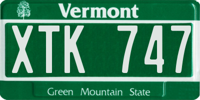 VT license plate XTK747