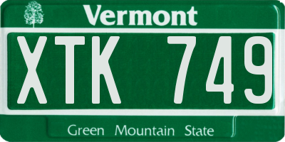 VT license plate XTK749