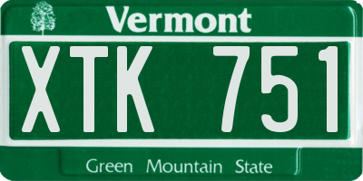 VT license plate XTK751