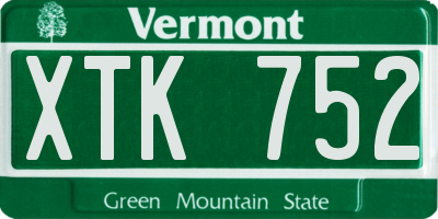 VT license plate XTK752