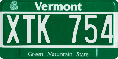 VT license plate XTK754