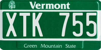 VT license plate XTK755