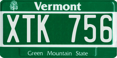 VT license plate XTK756