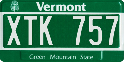 VT license plate XTK757