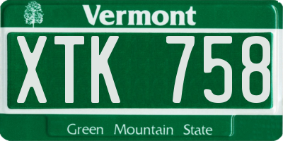 VT license plate XTK758