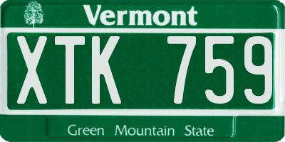 VT license plate XTK759