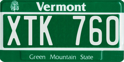 VT license plate XTK760