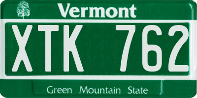VT license plate XTK762