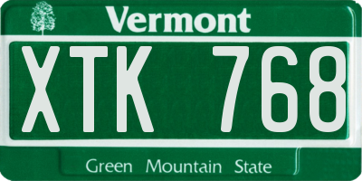 VT license plate XTK768