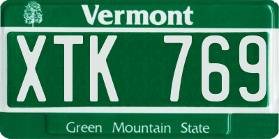 VT license plate XTK769