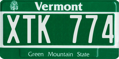VT license plate XTK774