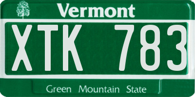 VT license plate XTK783