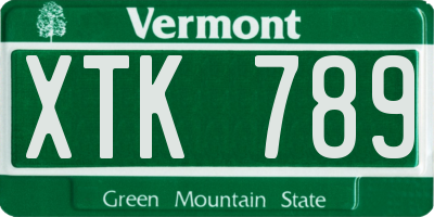 VT license plate XTK789