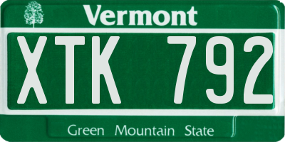 VT license plate XTK792
