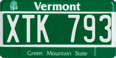 VT license plate XTK793