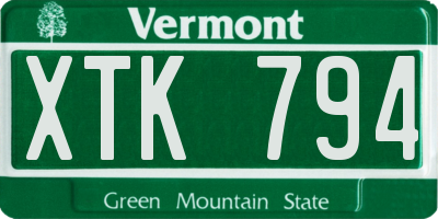 VT license plate XTK794