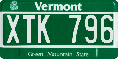 VT license plate XTK796
