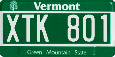 VT license plate XTK801