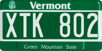 VT license plate XTK802